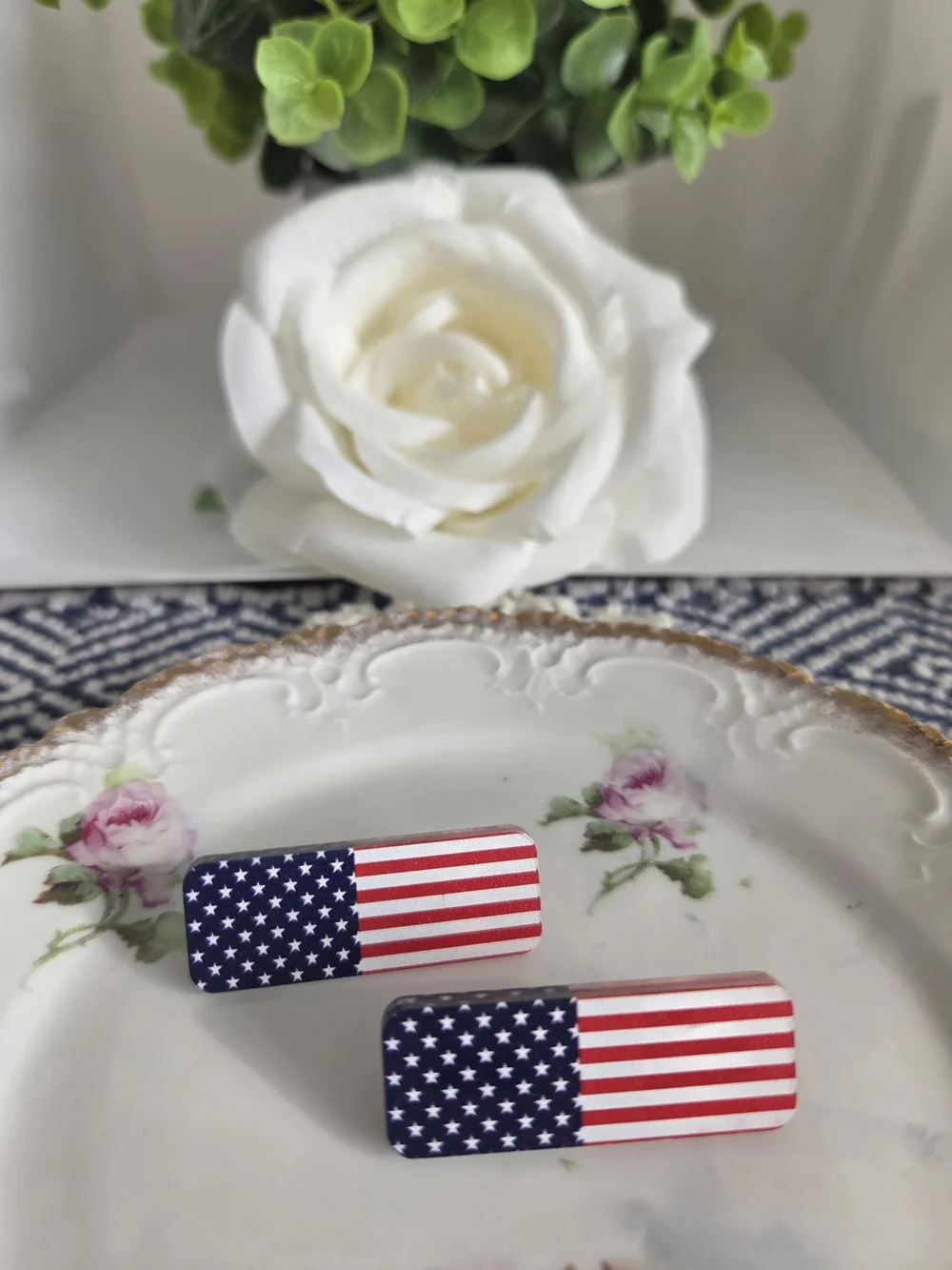 American Flag Barrette Hair Clips - Red, White & Blue